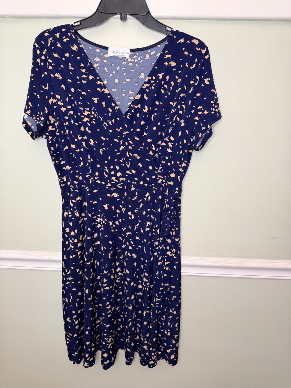 Kaileigh Navy Blue Printed Wrap Dress